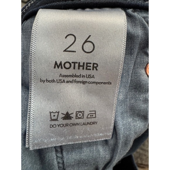 MOTHER Flare Jeans High Rise Dark Wash Distressed Raw Hem Size 26 - Picture 5 of 11